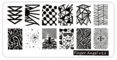 TOJATO Razítkovací deska, vzory na nehty, nail art, Mozaika, Geometrie, Finger Angel - V11