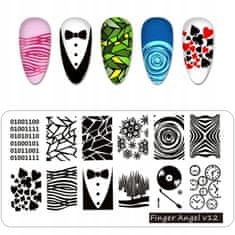TOJATO Razítkovací deska, vzory na nehty, nail art, Voda, Finger Angel - V12