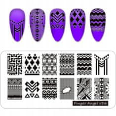 TOJATO Razítkovací deska, vzory na nehty, nail art, Aztécké vzory, Finger Angel - V16