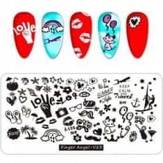 TOJATO Razítkovací deska, vzory na nehty, nail art, Láska, Valentýn, Srdce, Finger Angel - V23