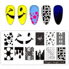 TOJATO Razítkovací deska, vzory na nehty, nail art, Úsměv, Finger Angel - V14