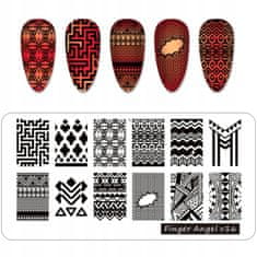 TOJATO Razítkovací deska, vzory na nehty, nail art, Aztécké vzory, Finger Angel - V16