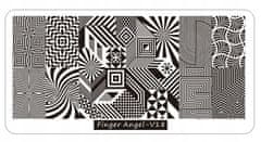 TOJATO Razítkovací deska, vzory na nehty, nail art, Geometrie, optická iluze, Finger Angel - V18