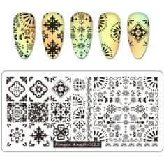 TOJATO Razítkovací deska, vzory na nehty, nail art, Mandala, Mozaika, Finger Angel - V25