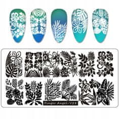 TOJATO Razítkovací deska, vzory na nehty, nail art, Květiny, Finger Angel - V28