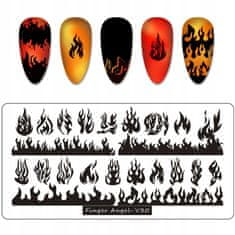TOJATO Razítkovací deska, vzory na nehty, nail art, Oheň, Finger Angel - V30