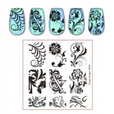 TOJATO Razítkovací deska, vzory na nehty, nail art, Květiny, Finger Angel - A020
