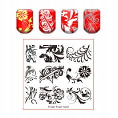 TOJATO Razítkovací deska, vzory na nehty, nail art, Květiny, Finger Angel - A020