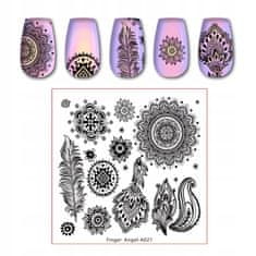 TOJATO Razítkovací deska, vzory na nehty, nail art, Květiny, Finger Angel - A021