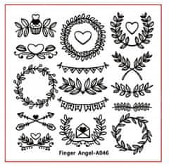 TOJATO Razítkovací deska, vzory na nehty, nail art, Vavřínový věnec, Finger Angel - A046