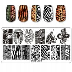 TOJATO Razítkovací deska, vzory na nehty, nail art, Panter, Skvrny, Zebra, DRDS-L013