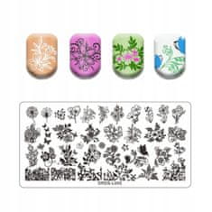 TOJATO Razítkovací deska, vzory na nehty, nail art, Květiny, Ornament, DRDS-L005