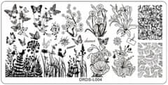 TOJATO Razítkovací deska, vzory na nehty, nail art, Motýli, květiny, DRDS-L004