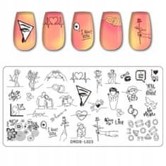 TOJATO Razítkovací deska, vzory na nehty, nail art, Láska, srdce, Valentýn, DRDS-L023