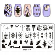 TOJATO Razítkovací deska, vzory na nehty, nail art, Geometrie, aztécké vzory, DRDS-L018