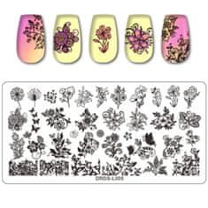 TOJATO Razítkovací deska, vzory na nehty, nail art, Květiny, Ornament, DRDS-L005