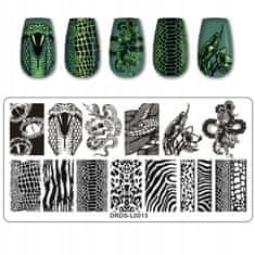 TOJATO Razítkovací deska, vzory na nehty, nail art, Panter, Skvrny, Zebra, DRDS-L013