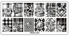 TOJATO Razítkovací deska, vzory na nehty, nail art, Mřížka, květiny, DRDS-L002