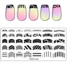 TOJATO Razítkovací deska, vzory na nehty, nail art, Francouzská manikúra, DRDS-L009