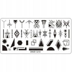 TOJATO Razítkovací deska, vzory na nehty, nail art, Geometrie, aztécké vzory, DRDS-L018