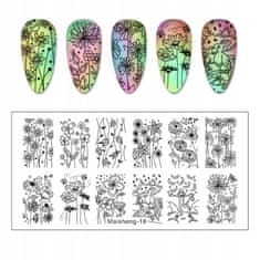 TOJATO Razítkovací deska, vzory na nehty, nail art, Květiny, MaiSheng-18