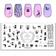 TOJATO Razítkovací deska, vzory na nehty, nail art, Kočky, MaiSheng-86