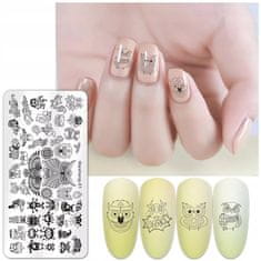 TOJATO Razítkovací deska, vzory na nehty, nail art, Zvířátko, Sova, MaiSheng-01