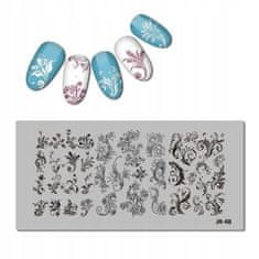 TOJATO Razítkovací deska, vzory na nehty, nail art, Květiny, ornament, JR-48