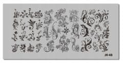 TOJATO Razítkovací deska, vzory na nehty, nail art, Květiny, ornament, JR-48