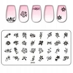 TOJATO Razítkovací deska, vzory na nehty, nail art, Květiny, ornament, ZK-03