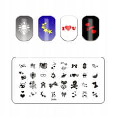TOJATO Razítkovací deska, vzory na nehty, nail art, Srdce, ZK-05
