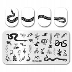 TOJATO Razítkovací deska, vzory na nehty, nail art, Had, MouTeen-023