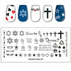 TOJATO Razítkovací deska, vzory na nehty, nail art, Kříž, Davidova hvězda, SimplismStyle-02