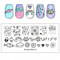 TOJATO Razítkovací deska, vzory na nehty, nail art, Nebe, duha, SimplismStyle-16