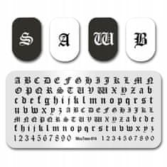 TOJATO Razítkovací deska, vzory na nehty, nail art, Písmenka, MouTeen-014