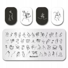TOJATO Razítkovací deska, vzory na nehty, nail art, Portrét, MouTeen-017