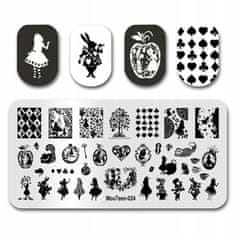 TOJATO Razítkovací deska, vzory na nehty, nail art, Alice v říši divů, MouTeen-024