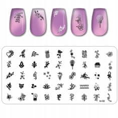 TOJATO Razítkovací deska, vzory na nehty, nail art, Květiny, to-02