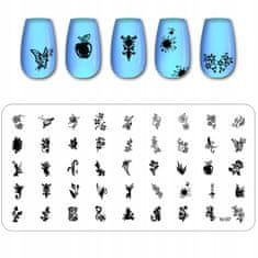 TOJATO Razítkovací deska, vzory na nehty, nail art, Květiny, to-07