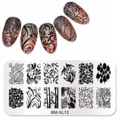 TOJATO Razítkovací deska, vzory na nehty, nail art, Listy, BM-XL13