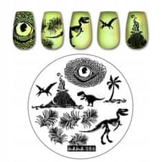 TOJATO Razítkovací deska, vzory na nehty, nail art, Dinosaurus, hehe - 086