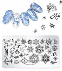 TOJATO Razítkovací deska, vzory na nehty, nail art, Vánoce, hvězda, sněhové vločky, Manzilin-01