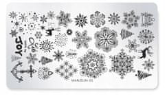 TOJATO Razítkovací deska, vzory na nehty, nail art, Vánoce, hvězda, sněhové vločky, Manzilin-01