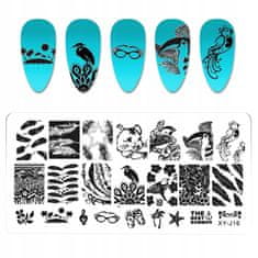 TOJATO Razítkovací deska, vzory na nehty, nail art, Peří, XY - J16