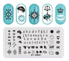 TOJATO Razítkovací deska, vzory na nehty, nail art, Písmena, XY-NB05