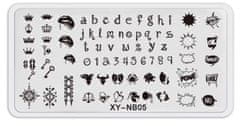 TOJATO Razítkovací deska, vzory na nehty, nail art, Písmena, XY-NB05