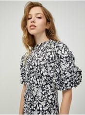 Vero Moda Bílo-černé květované šaty s balonovými rukávy VERO MODA Lydia XS