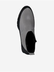 Tamaris Černo-šedé kožené kotníkové boty na vysokém podpatku Tamaris 40