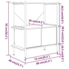 Petromila 3 patrový policový regál se skříňkou 80x40x92cm ocel a kompozit