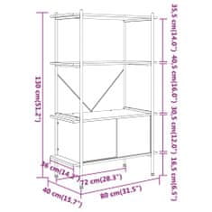 Vidaxl 4patrový policový regál se skříňkou 80x40x130cm ocel a kompozit